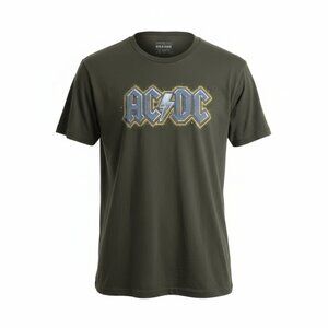 AC/DC American Eagle AE Band Tee T-shirt Short Sleeve Army Green Size L/XL